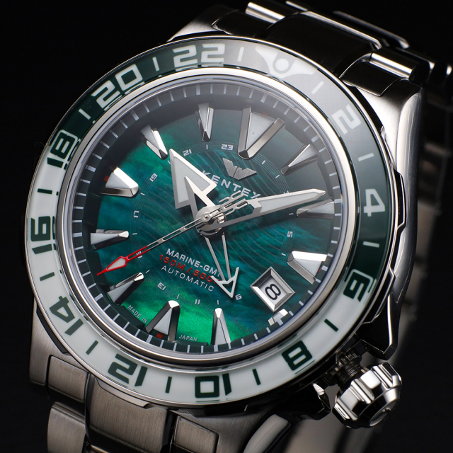 kentex ケンテックス　マリンマン　限定品　マザーオブパール　美品 KENTEX マリンGMT ブラック メタルベルト／ MARINE GMT Black