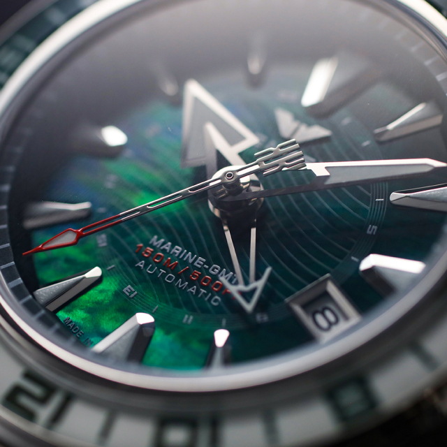 アクア・ケントルム og クルセイドシステム MP 限定188本】KENTEX マリンGMT グリーンMOP/ MARINE GMT Green