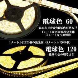 ＬＥＤテープライト　店舗用テープ式LED照明　電球色[倍の明るさ120シリーズ] 100Ｖ　５Ｍ