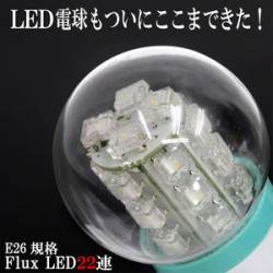 FluxLED22灯電球 E26規格G50サイズ　クールホワイト