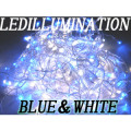 高輝度LEDイルミネーション100球　10m 50本連結可 ブルー＆ホワイト　