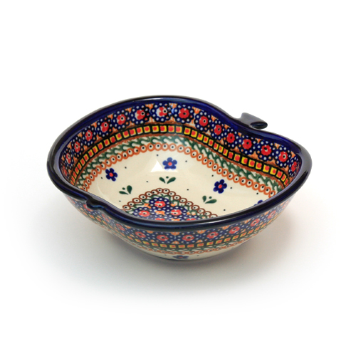 Polish Pottery - りんごボウル　黄色とピンクのバラ模様　単品　ツェラミカミレナ　ポーランド食器 Polish Pottery - りんごボウル 黄色とピンクのバラ模様 単品
