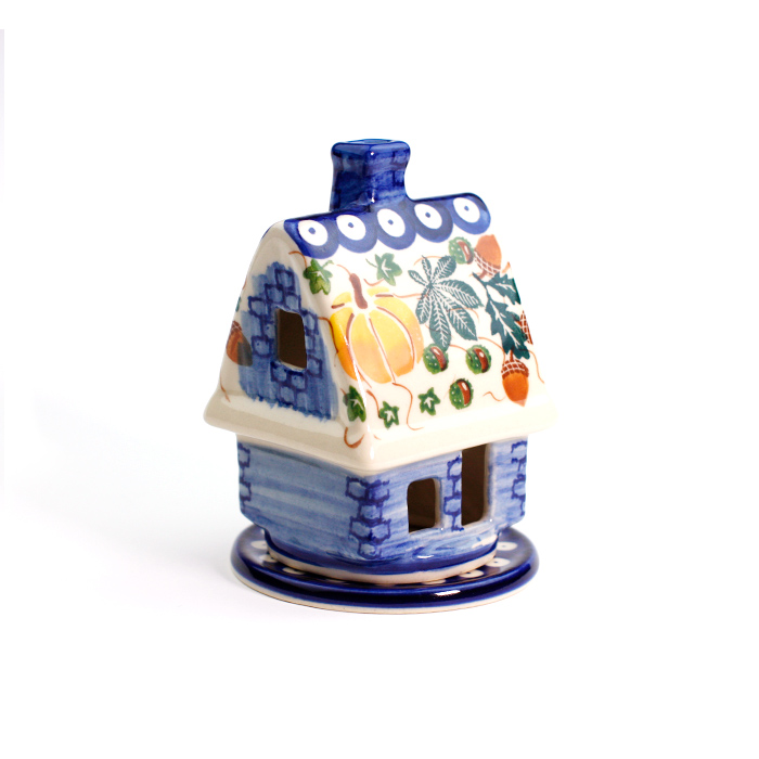 ポーリッシュポタリー②　スノーマン　ロウソク立て　置物 Polish Pottery - ポーリッシュポタリー スノーマン 置物