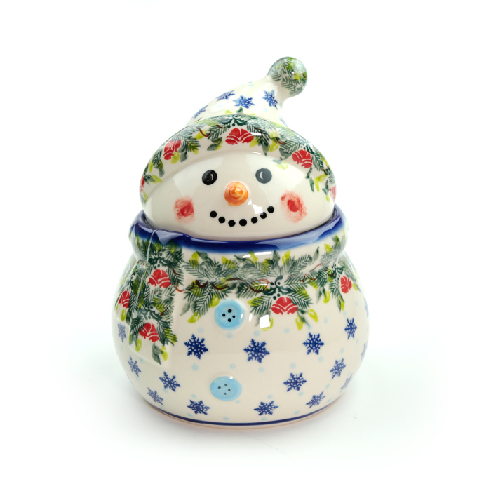 ポーリッシュポタリー③　スノーマン　ロウソク立て　置物 Polish Pottery - ポーリッシュポタリー ザクワディ スノーマン