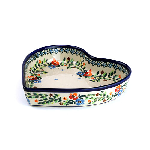 ポーランド陶器　ハートボウルφ21cm