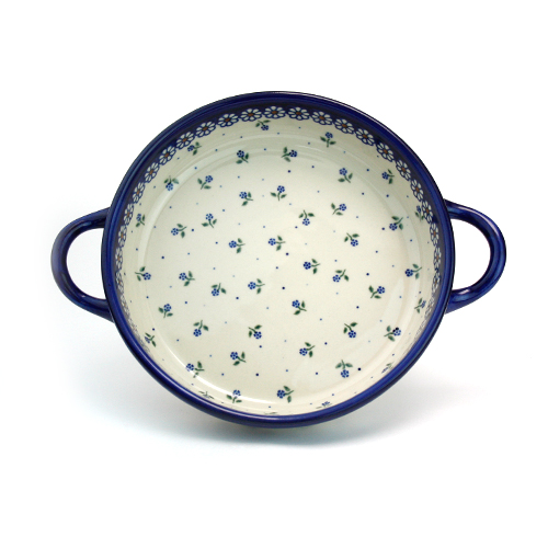 ポーランド陶器　ラウンドキャセロール・小