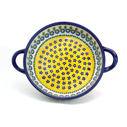 ポーランド陶器　ラウンドキャセロール・小