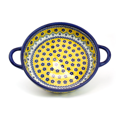 ポーランド陶器　ラウンドキャセロール・小