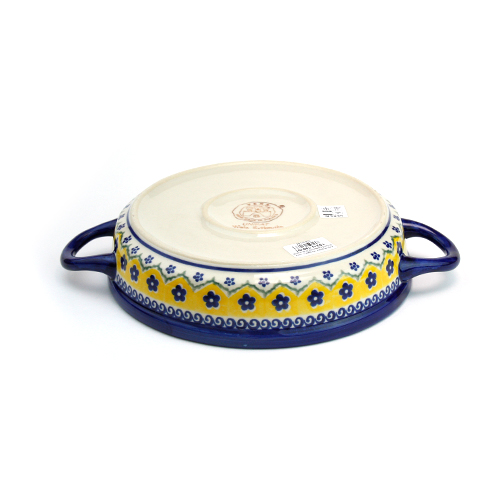 ポーランド陶器　ラウンドキャセロール・小