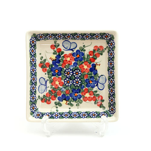 ポーランド陶器　スクエアプレート・小