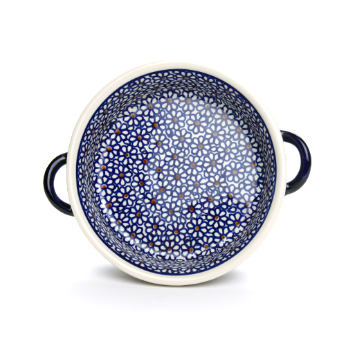 ポーランド陶器　ラウンドキャセロール・小