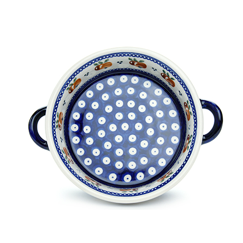 ポーランド陶器　ラウンドキャセロール・小