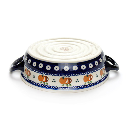 ポーランド陶器　ラウンドキャセロール・小