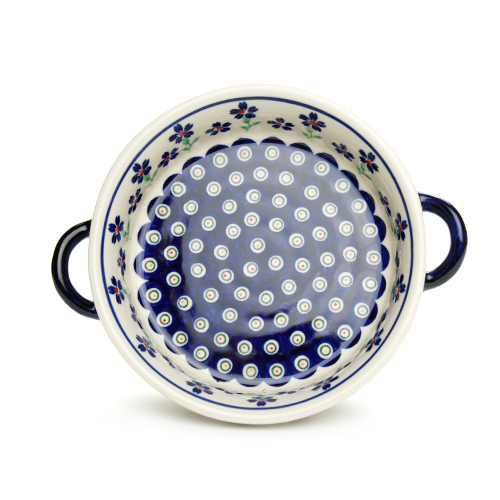 ポーランド陶器　ラウンドキャセロール・小