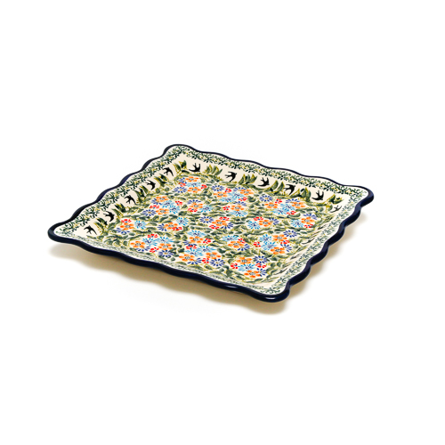 スクエアプレート・大・ポーリッシュポタリー(ポーランド食器)