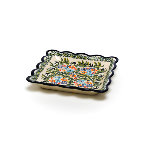 ポーランド陶器　スクエアプレート・小