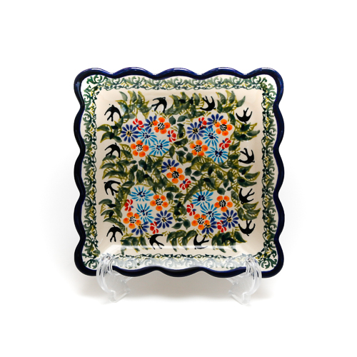 ポーランド陶器　スクエアプレート・小