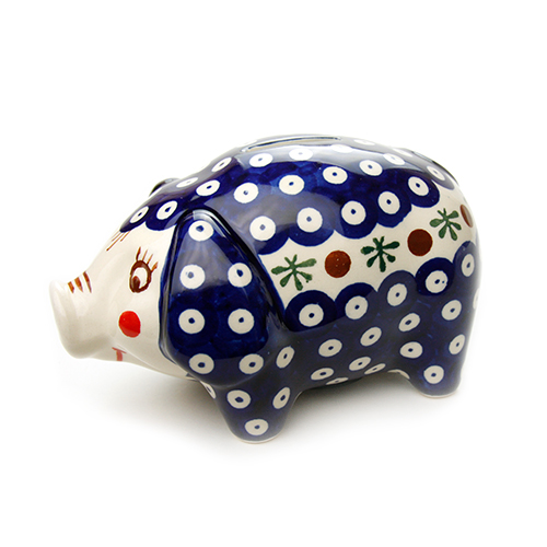 ポーランド陶器　ぶたの貯金箱