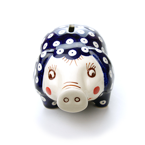 ポーランド陶器　ぶたの貯金箱