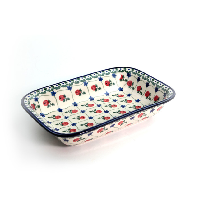 オーブン皿・スクエア・中・ポーリッシュポタリー(ポーランド食器)