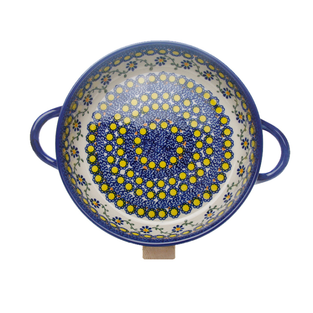 ポーランド陶器 ラウンドキャセロール・小