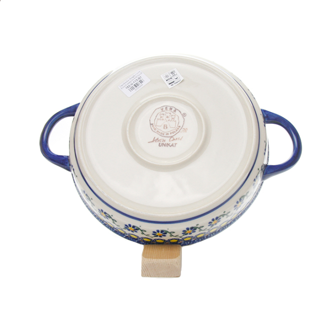 ポーランド陶器 ラウンドキャセロール・小