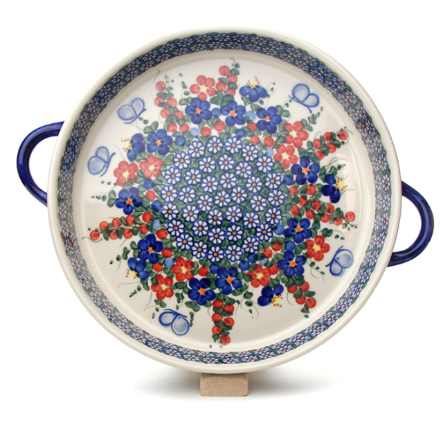 ポーランド陶器　ラウンドキャセロール・大