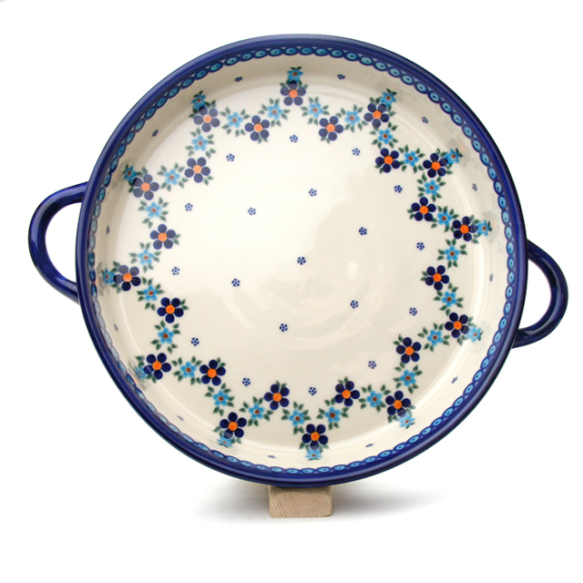 ポーランド陶器　ラウンドキャセロール・大