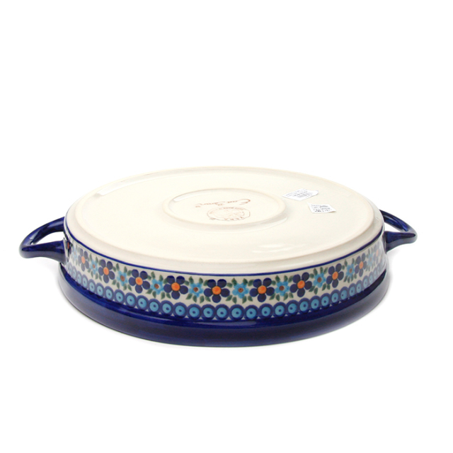 ポーランド陶器　ラウンドキャセロール・大