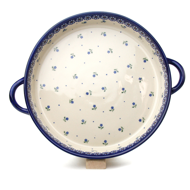 ポーランド陶器　ラウンドキャセロール・大