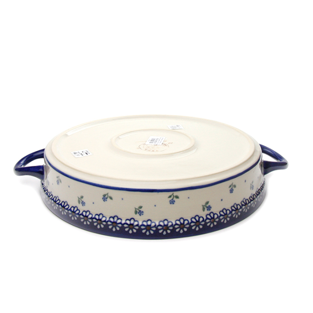ポーランド陶器　ラウンドキャセロール・大