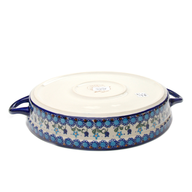 ポーランド陶器　ラウンドキャセロール・大