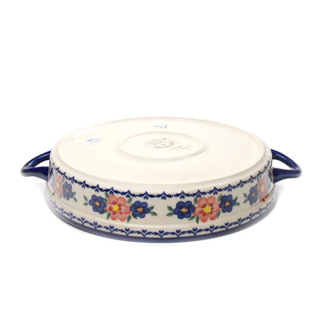 ●未使用● ポーリッシュポタリー　ラウンドキャセロール・大（V182-U072) ○未使用○ ポーリッシュポタリー ラウンドキャセロール・大