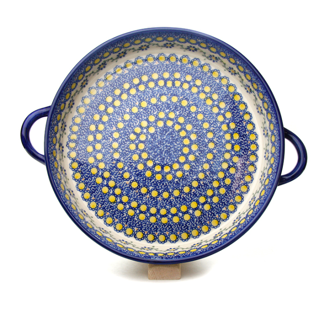 ポーランド陶器　ラウンドキャセロール・大