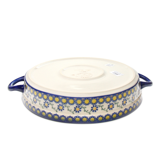 ポーランド陶器　ラウンドキャセロール・大