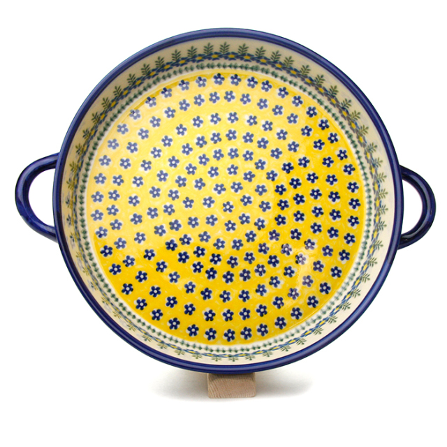 ポーランド陶器　ラウンドキャセロール・大