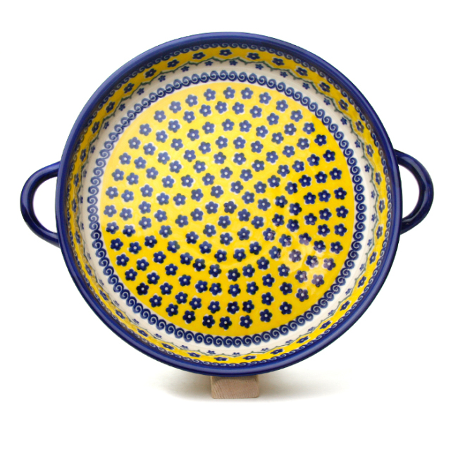 ポーランド陶器　ラウンドキャセロール・大