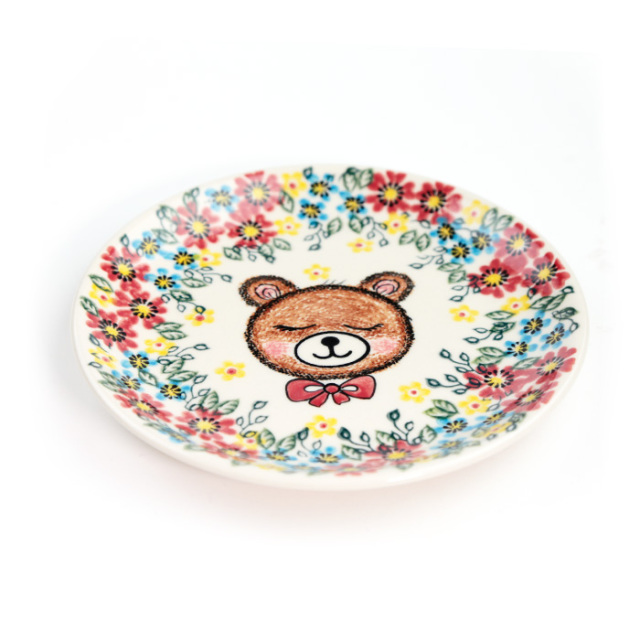 ポーランド製　食器　スープ皿　ケーキ皿　くま 平皿φ17cm・ポーリッシュポタリー(ポーランド食器)