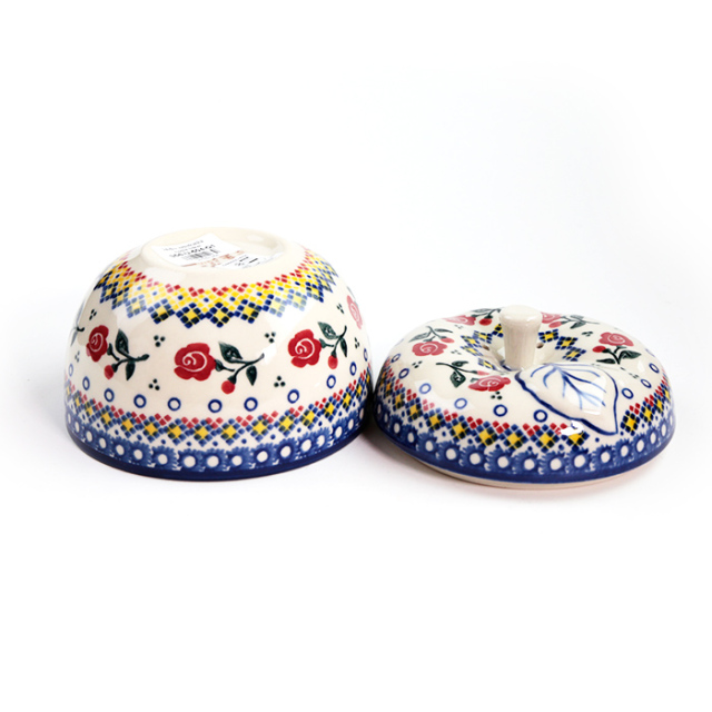 ポーランド食器水彩画額縁付き 33cm×19cm ポーリッシュポタリー CERAMIKA ARTYSTYCZNA ボウル 高さ7cm
