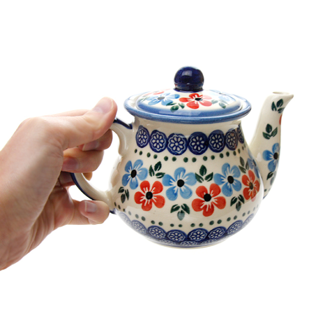 ポーランド陶器　ティーポット・小