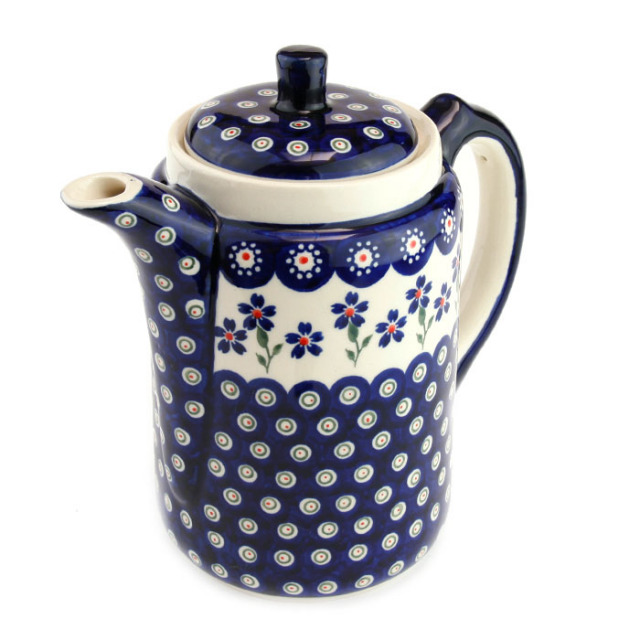 ポーランド陶器　コーヒーポット・大