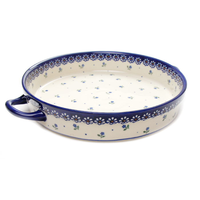 ポーランド陶器　ラウンドキャセロール・大