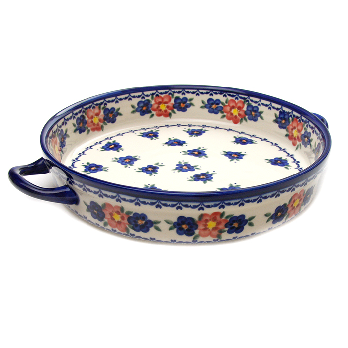 ポーランド陶器　ラウンドキャセロール・大