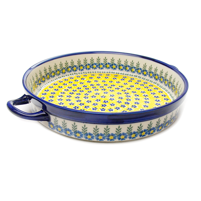 ポーランド陶器　ラウンドキャセロール・大