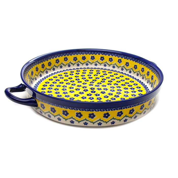 ポーランド陶器　ラウンドキャセロール・大