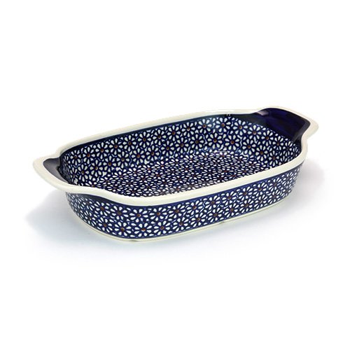 ポーランド陶器　ハンドル付きオーブン皿