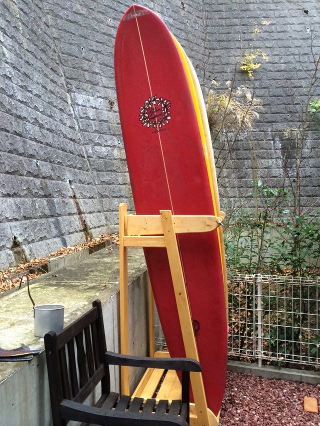 【オリジナル】サーフボードスタンド　木製　ロングボード サーフボードスタンド ロングボードスタンド ファンボードスタンド 縦