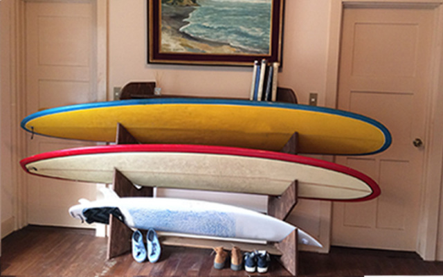 木製ロングボードラック 3本用