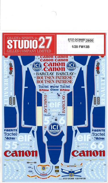 SHUNKO 1/20 ウイリアムズ FW13B デカールセット タミヤ対応