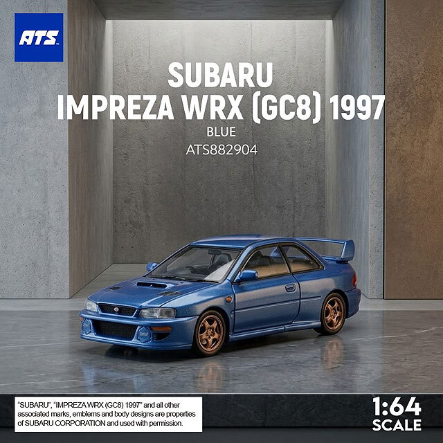 ☆予約品☆ ATS-MODELS 1/64 スバル インプレッサ WRX （GC8）1997 ブルー